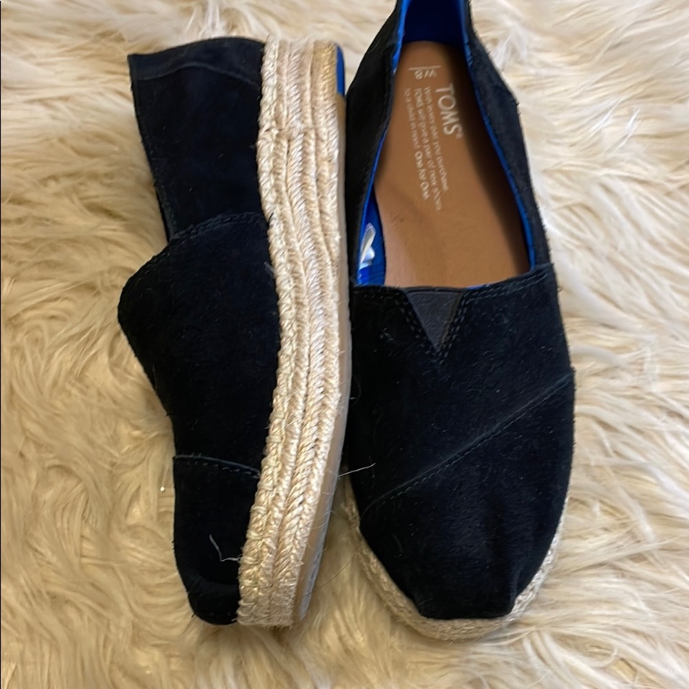 Toms Black Espadrille Platform Slip-On Shoes